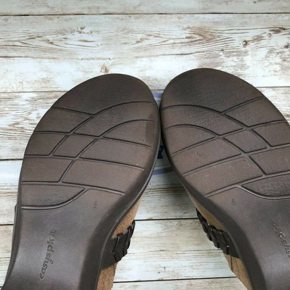 EASY SPIRIT PIERSON WOMEN'S SIZE 6 M BROWN LEATHER MULES CLOGS - Picture 8 of 10